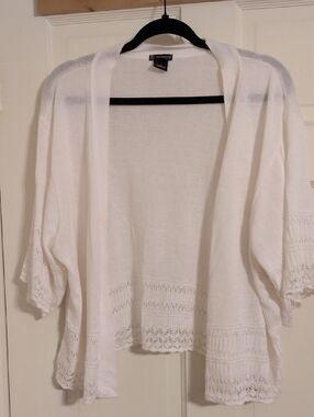 George White Open-Front Crochet-Hem Women's Cardigan